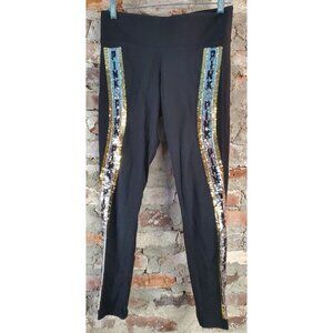 Victoria's Secret PINK Mega Bling Sequin Leggings Womens Sz M Medium Black